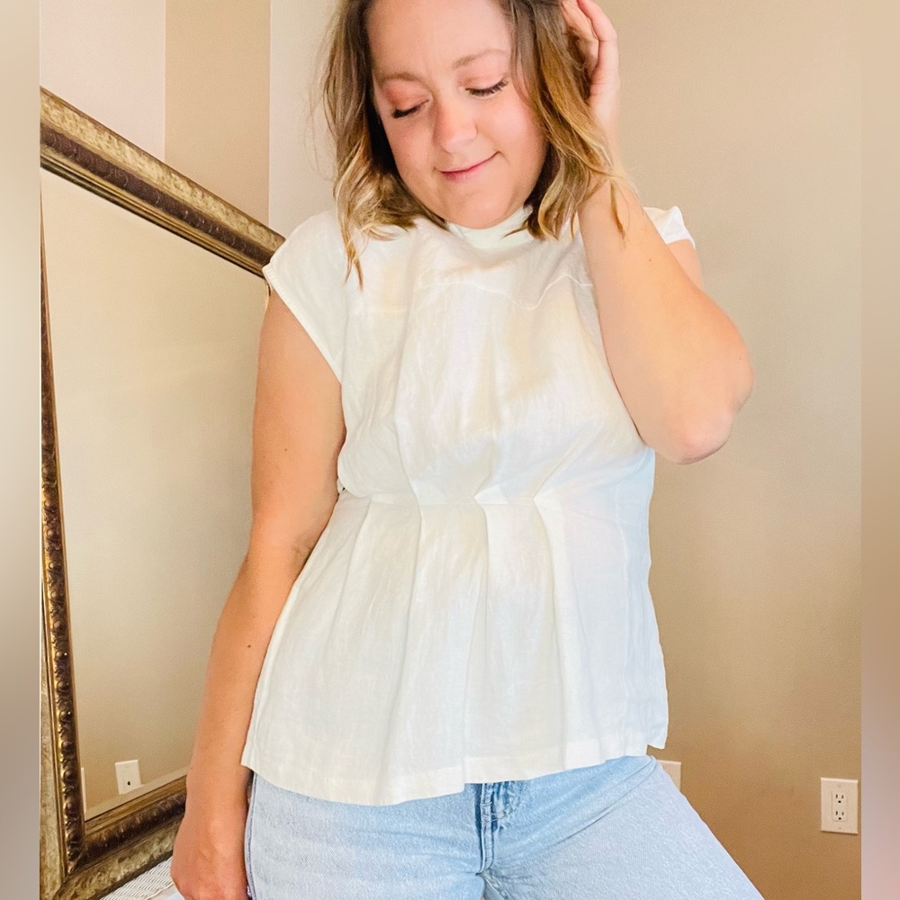 Linen Zara High Neck Top Like New